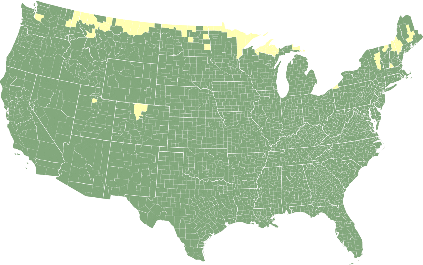 Animated map of when the leaves in the United States are projected to change